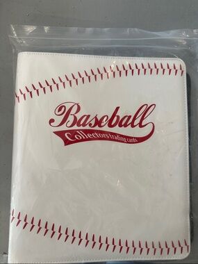 NWT Baseball Collectors Trading Cards Binder - White with Red Stitching